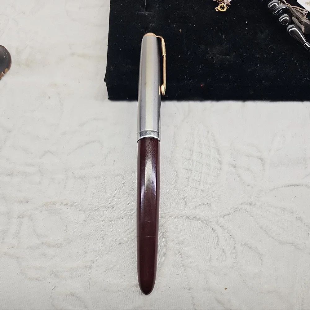 Rare‎ Fountain Pen Parker 51 Vacumatic Blue Diamond in brown Resin & Gold Pl.